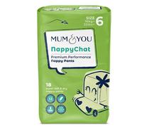 Mum & You Eco Friendly Baby Nappies- Premium Size 6 Nappy Pants (16+ KG), 18 Count, Pull Up Training Pants. Day & Night Nappy | 12-Hr Leak Protection with Wetness Indicator & Rash-Free Baby Diaper