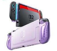 Mumba Clear Case for Switch 2 2025, Crystal Protective Dockable Cover with Quick-Release Joy-Con Design and TPU Grip Compatible with New Switch 2 7.9 Inch Console (Purple)