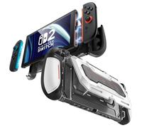 mumba Dockable for Nintendo Switch 2 Case with Flip Stand, [Titan] Ergonomic Switch 2 Grip Protective Cover Holds 5 Game Cards & 2 TF Cards TPU Accessories and Quick-Release Joy-Con Design (White)