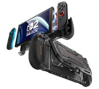 mumba Dockable for Nintendo Switch 2 Case with Flip Stand, [Titan] Ergonomic Switch 2 Grip Protective Cover Holds 5 Game Cards & 2 TF Cards TPU Accessories and Quick-Release Joy-Con Design (Black)