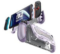 mumba Dockable for Nintendo Switch 2 Case with Flip Stand, [Titan] Ergonomic Switch 2 Grip Protective Cover Holds 5 Game Cards & 2 TF Cards TPU Accessories and Quick-Release Joy-Con Design (Violt)