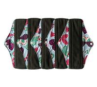 MUMBABY 5 Pieces 25.4cm /10inch Regular Charcoal Bamboo Mama Cloth/Menstrual Pads/Reusable Sanitary Pads (Clover (Butterflies), M)