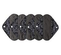 MUMBABY 5 Pieces Charcoal Bamboo Mama Cloth/Menstrual Pads/Reusable Sanitary Pads (Black lace, 8inch)