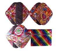 MUMBABY 7pcs Set 1pc Mini Wet Bag +6pcs 8 Inch Pantyliner Charcoal Bamboo Mama Cloth Menstrual Pads/Reusable Sanitary Pads (Colorful Star)