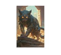 Mumbai Cat 3D Wall Art Canvas Magical And Abstract Poster Painting Prints Wall Picture for Home Living Room Bedroom Decor Artwork Easy to Hang 20x30inch(50x75cm)