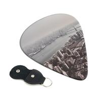Mumbai City 6 Pack Guitar Picks With Holder, Personalized Guitar Plectrums Non-Slip Portable Ukulele Bass Picks 0.71mm For Acoustic Guitar Lovers Gifts