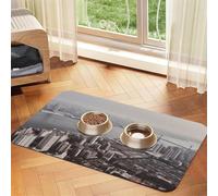 Mumbai City Dog Food Mat, Absorbent Pet Feeding Mat for Food and Water Bowls Non-Slip Placement Pad for Floors Waterproof Quick Dry Water Dispenser Mat for Dogs Puppy Cats 12x18 Inch