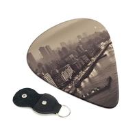 Mumbai city of dreams Guitar Picks 6 Pcs, 0.71mm Thickness Celluloid Plectrum with Leather Picks Holder, Personalized Guitar Pick for Bass Electric Acoustic Guitars Lovers Gift