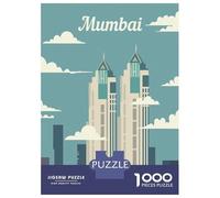 Mumbai City Skyline Travel Puzzle 1000 Pieces, Romantic City Break Scene, Decorative Artwork, Thick Cardboard Pieces, Birthday Gift for Home Décor Fans, 70x50cm/1000pcs