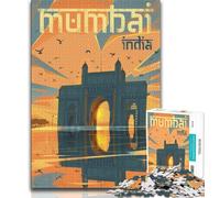 Mumbai Gateway Jigsaw Puzzles for Adults 1000 Piece Puzzle,Family Game Stress Reliever Difficult Challenge Artists Collection,Fine Art 38x26cm