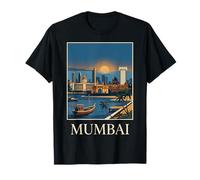 Mumbai India Gateway Skyline Harbor Sunset Scene T-Shirt