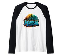 Mumbai, India Graffiti Street Art Skyline Raglan Baseball Tee