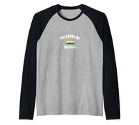 Mumbai India Indian Flag City Raglan Baseball Tee