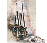 Mumbai India Watercolor 1000 Pieces Wooden Jigsaw Puzzles Unique Puzzle Creative Jigsaw Puzzles Gift for Adults,Family Game Challenge Activity 1000pcs (75x50cm)