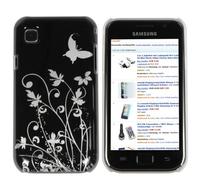 Mumbi Hard Plastic Case for Samsung Galaxy S i9000/i9001 Galaxy S Plus-protective case (?) Black Back Cover with Flower and Butterfly Design