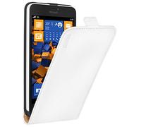 mumbi Premium Flip-Case for Microsoft Lumia 640 XL Genuine Leather White