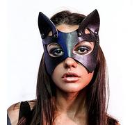 Women Leather Masks Cat Mask Leather Masquerade Party Mask, Half Face Masks for Cosplay Halloween Costume Props Accessory