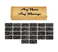 mumdadandbaby Dominos in a Personalised Wooden Box (Classic Edition (Black/White Spots))