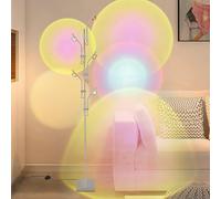 MUMENG Sunset Lamp Projector Floor Lamp, 5 Head Led Halo 360°Adjustable Floor Lamp with Replaceable Color Filters, Ambient Lighting Mood Lighting for Bedroom, Living Room, Bar
