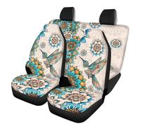 Mumeson Boho Flower Hummingbird Car Seat Covers for Almost Cars 4 Pack Auto Protector Seat Cushion Covers Universal Fit Almost Cars Vehicle SUVs No-Slip Seat Covers 4 Piece Set