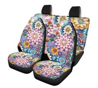 Mumeson Bright Blossoms Boho Floral Car Seat Covers Universal Fit Vehicle Front Rear Seat Covers Auto Interior Decoration for Womens 4 Piece Set Cushion Covers