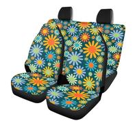 Mumeson Hippie Flower Front and Back Seat Covers for Womens Universal Size Full Set of 4 Piece Cushion Cover Auto Interior Protector Cushion Case Covers Interior Accessories