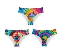 Mumeson Women No Show Invisible Briefs Underwear Animal Print Elastic Bikini Hipster Panties for Bachelorette Party, Colorful Tie Dye, L