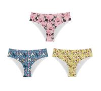 Mumeson Women No Show Invisible Briefs Underwear Animal Print Elastic Bikini Hipster Panties for Bachelorette Party, Puppy Flower, L