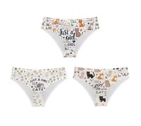 Mumeson Women No Show Invisible Briefs Underwear Animal Print Elastic Bikini Hipster Panties for Bachelorette Party, Cat,white, M