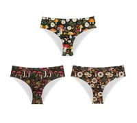 Mumeson Women No Show Invisible Briefs Underwear Animal Print Elastic Bikini Hipster Panties for Bachelorette Party, Mushroom, M