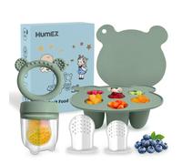 MumEZ Baby Fruit Feeder Pacifier - Convenient Baby Food Feeder Set,Baby Food Dummy Feeder, Baby Food Freezer Trays Included（Sage）