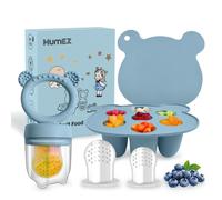 MumEZ Baby Fruit Feeder Pacifier - Convenient Baby Food Feeder Set, Easy Self-Feeding Journey with Baby Food Dummy Feeder, Baby Food Freezer Trays Included（Blue）