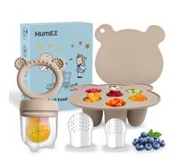 MumEZ Baby Fruit Feeder Pacifier - Convenient Baby Food Feeder Set, Easy Self-Feeding Journey with Baby Food Dummy Feeder, Baby Food Freezer Trays Included（Gray）