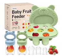 MumEZ Baby Fruit Feeder Set, Includes 2 Food Dummy Feeders with 3 Size Nipples, Silicone Feeder for Babies, Pacifier & Storage Containersr