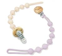MumEZ Dummy Clip - 2 Pcs Premium Silicone Dummy Clip Boys Girls - Comfortable for Baby - Easy for Parents - BPA Free - One-Piece Design (Cream Whtite+Purple)