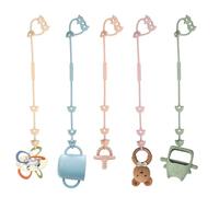 MumEZ Dummy Clip - 5 Pack Pacifier Clips for Boys and Girls, Stroller Accessories Applies Applies to Strollers, High Chair, Shopping Trolley,Cribs, Car Seat, Silicone Toy Safety Straps