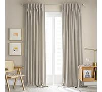 MUMFAS 102 Inch Back Tab Velvet Curtains for Living Room Dining Room 2 Panels - Taupe Beige Large Window Drapes/Draperies for Bedroom Patio Sliding Glass Door 52 x 102 Inch Light Khaki