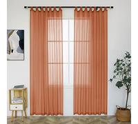 MUMFAS Burnt Orange Sheer Curtains 84 Inches Long for Living Room Tab Top Semi Transparent Light and Airy Bohemian Rustic Stylish Drapes for Bedroom 52x84 Length 2 Panels Set