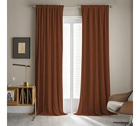 MUMFAS Burnt Orange Velvet Curtain Rust 96 Inch for Living Room Holiday Decor - Back Tab/Rod Pocket Luxury Thermal Insulated Blackout Room Darkening Bedroom Window Drapes, W52 x L96, 2 Pcs