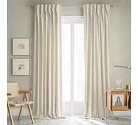 MUMFAS Velvet Curtains 108 Inches Long Tall Ceiling Drapery for Living Room Large Window Curtains & Drapes for Nursery Backdrop, Ivory/Off White, Back Tab Rod Pocket 52x108 Inch 9 FT/Feet Length