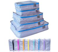 MUMI Packing Cubes - 5-Piece Compression Packing Cubes for Travel, Luggage Organizers for Suitcases, Carry-On Bags, Backpacks, and Duffel Bags - Space-Saving Travel Essentials, Blue, Small to Large