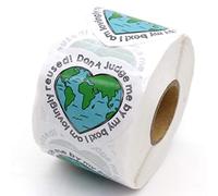 Muminglong 1.5 Inch Don't Judge Me My Box, Recycle Sticker, Thank You Sticker, Love Shaped Earth, Handmade Packaging Label, 500 PCS