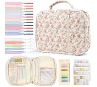 mumisuto Bible Study Bags Kit, Bible Journaling Kit with Bible Case, 12 Colored Highlighters, 5 Ballpoint Pens, 75 Bible Tabs, 200 Intex Tabs, Large Capacity Book Carrying Cover Case for Women (Red)
