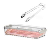 mumisuto Cheese Storage for Fridge, Cold Meat Container with Lid and Clip, Bacon Refrigerator Box Timing Function Reusable Food Containers Storing Sausage/Cold Cuts/Cheese Slice