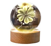mumisuto Crystal Ball,3D Four-Leaf Clover Night Light, Ball Figurine Good Luck Gifts for Women on Birthday, Housewarming Decor with Warm Light Luck Charm Keepsakes for Home Decor Paperweight
