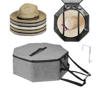 mumisuto Hat Storage Box with Lid for Travel,Portable Hat Storage Box with Zipper and Handle,Foldable Organizer Box for Women Men Storage Bins Large Cap Bag, Holds up to 5 Caps (Grey)
