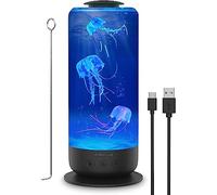 mumisuto Jellyfish Lamp, USB Inserted Jelly Fish Light Lamp, Jellyfish Tank Aquarium Lamp Night Mood Light for Home Office Living Room Decor Adults Birthday Christmas (Black)
