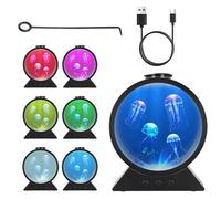 mumisuto Jellyfish Lamp, USB Inserted Jelly Fish Light Lamp, Jellyfish Tank Aquarium Night Mood Light with Adjustable Flow Rate and Timing for Home Office Living Room Birthday Christmas Decor (Black)