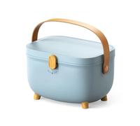 mumisuto Medicine Storage Box, First Aid Double Layers Multi Grid Large Capacity Medical Box Organizer Portable Chest Household Cabinet for Home Office School (Blue)