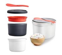 mumisuto Microwave Rice Cooker, 2L Rice Steamer & Pasta Cooker with Plate, 2-Layer Microwave Vegetable Steamer Non-stick, Dishwasher Safe, Microwave Steamer for Pasta, Potatoes, Vegetables
